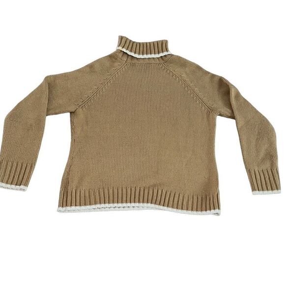 Norton Mcnaughton Ladies Size PL Beige Turtleneck Snowflake Pullover Sweater - Picture 5 of 8